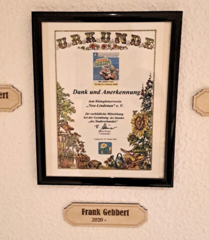 Urkunden im Vereinsheim